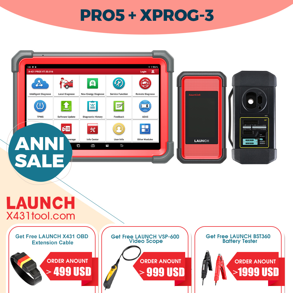 Launch X431 PRO5 PRO 5 Bi-Directional Diagnostic Coding Tool Plus X-PROG 3 GIII Immobilizer Key Programmer