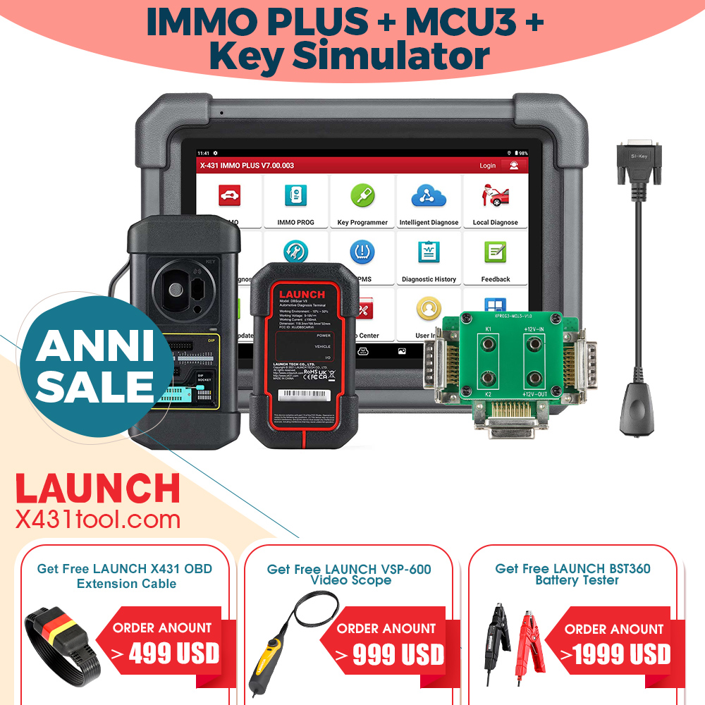 Launch X431 IMMO Plus Programmer with XPROG3 MCU3 Adapter and SI KEY Smart Key Simulator