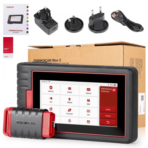 THINKCAR ThinkScan Max 2 Diagnostic Scan Tool with CAN-FD, FCA AutoAuth, All System Diagnosis & 28+ Resets, IMMO/ABS Bleeding/Crankshaft Relearn