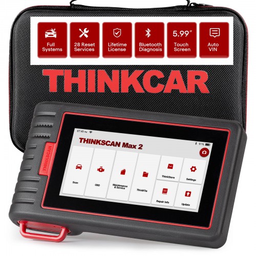 THINKCAR ThinkScan Max 2 Diagnostic Scan Tool with CAN-FD, FCA AutoAuth, All System Diagnosis & 28+ Resets, IMMO/ABS Bleeding/Crankshaft Relearn