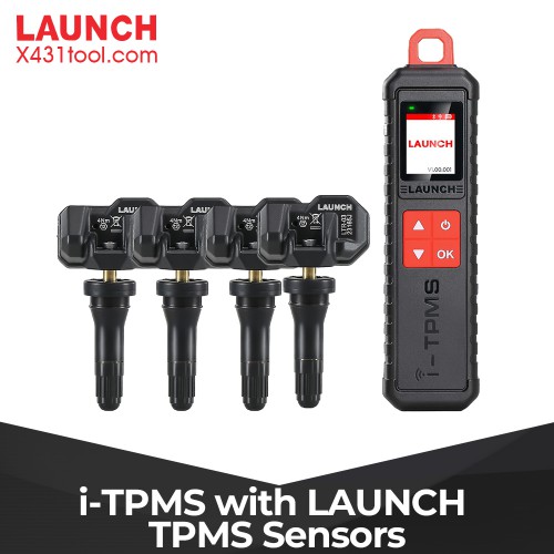 LAUNCH X431 i-TPMS TPMS Tire Pressure Detector with 4pcs Launch LTR-03 RF Sensor 315MHz & 433MHz 2 in 1(Metal Valves/ Rubber Valves)