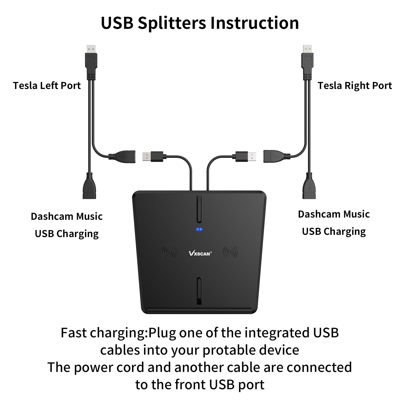Tesla Model 3 Y USB Hub Fast Charge Cable Adapter Docking Station