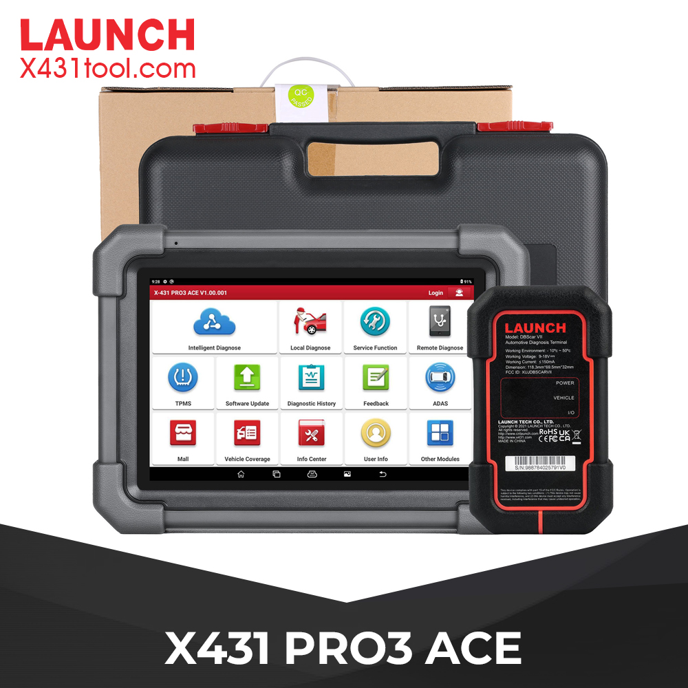 LAUNCH X431 PRO3 ACE Bidirectional Scan Tool with DBSCar VII Connector Support Topology Map, Online Coding, 38+ Reset Functions